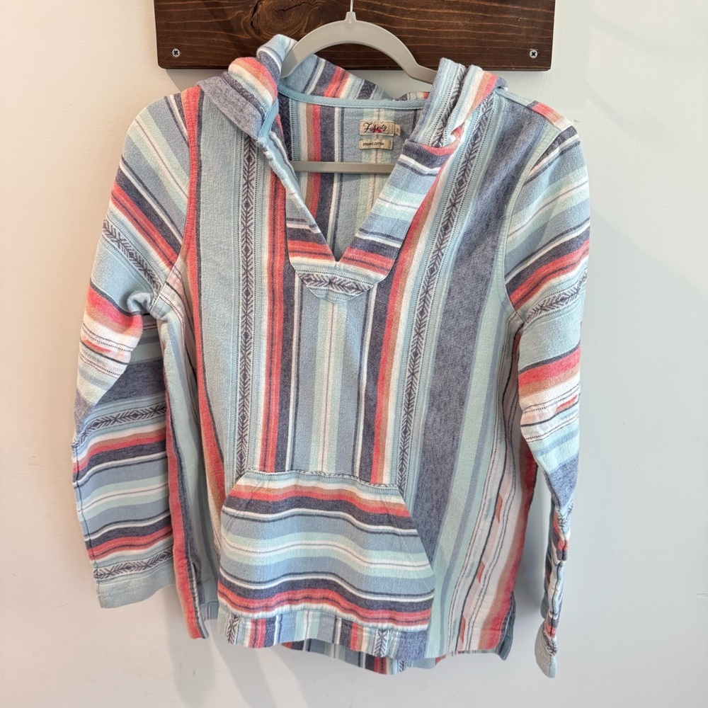 Faherty Organic Cotton Baja Hoodie Poncho Sierra Paradise Small - Picture 2 of 9